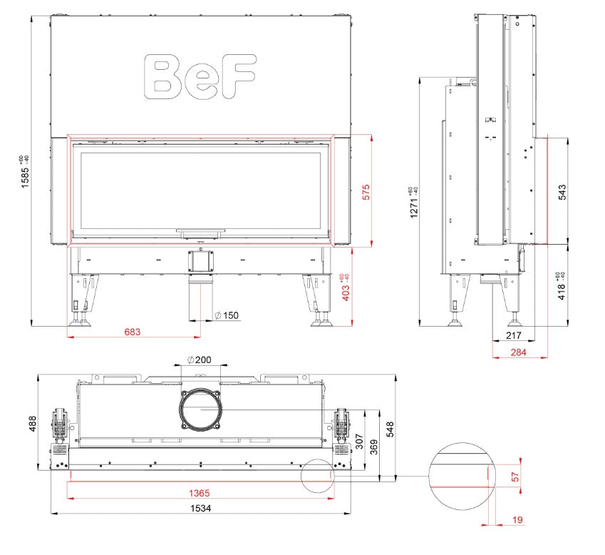 Focar semineu Bef Therm V 14
