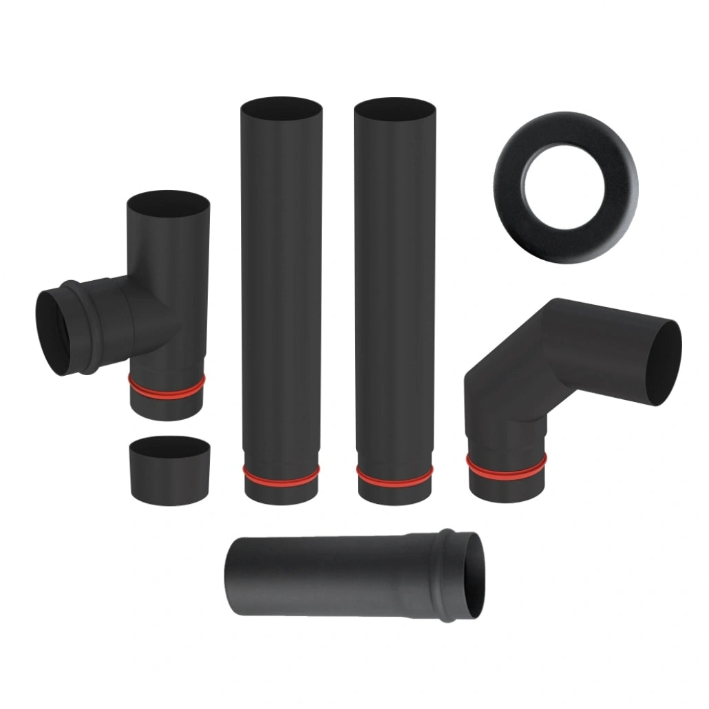 Set tubulatura peleti - fi80 + prelungire racord 50cm
