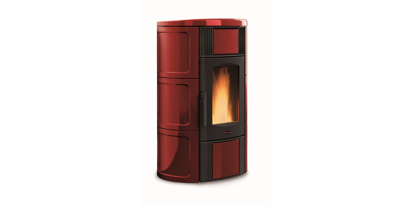 Termosemineu pe peleti, tip centrala, 5,4–19 kW, putere transmisa apei 4,0–14,7 kW pentru 545 m3, Iside Idro 5.0, La Nordica-Extraflame, culoarea Bordeaux
