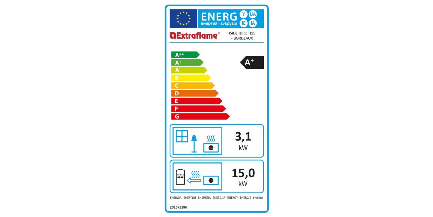 Termosemineu pe peleti, tip centrala, 5,4 - 18,1 kW, pentru 519 m3, Iside Idro H15, La Nordica-Extraflame, culoarea Bordeaux