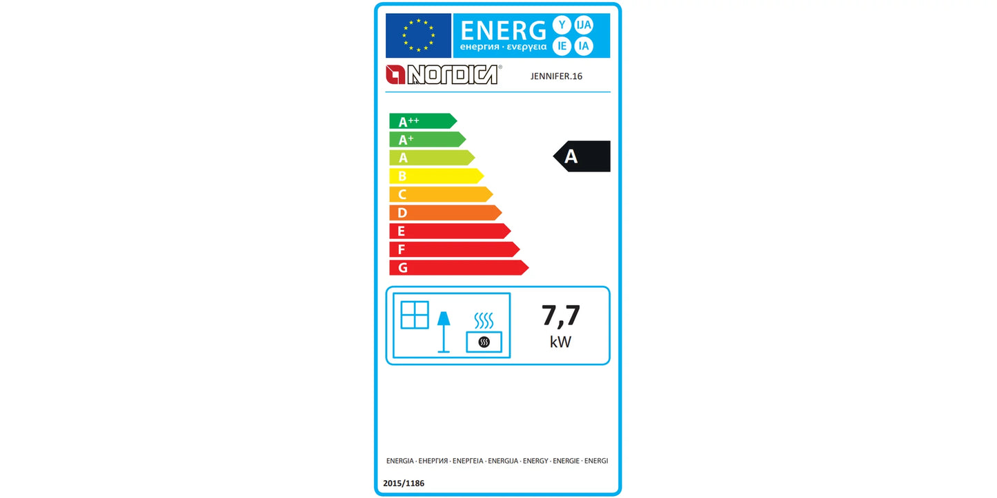 Soba tip șemineu pe lemne, 7.7 kW, pentru 221 m³, JENNIFER.16, La NORDICA