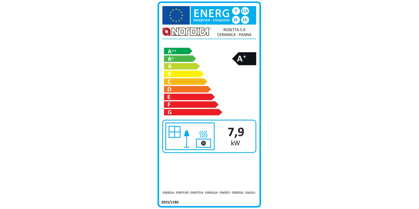Soba pe lemne, 7.9 kW, pentru 226 m³, ROSETTA 5.0, crem deschis Liberty, La Nordica-Extraflame