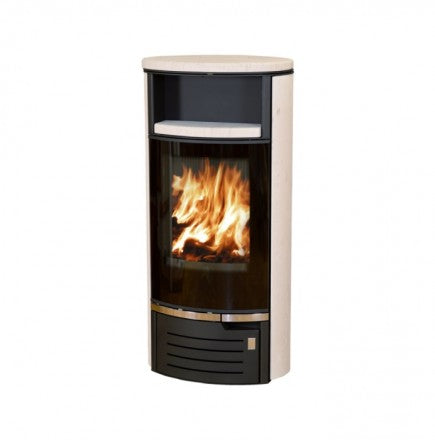 Soba pe lemn ABX - Atlantik 5 cremă + HD (tablă neagră)