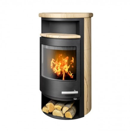 Soba pe lemn ABX - Gresie Apollo + HD (tablă neagră)