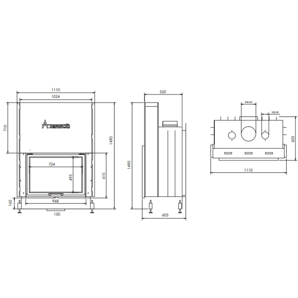 Focar semineu A-caminetti FLAT 75X50