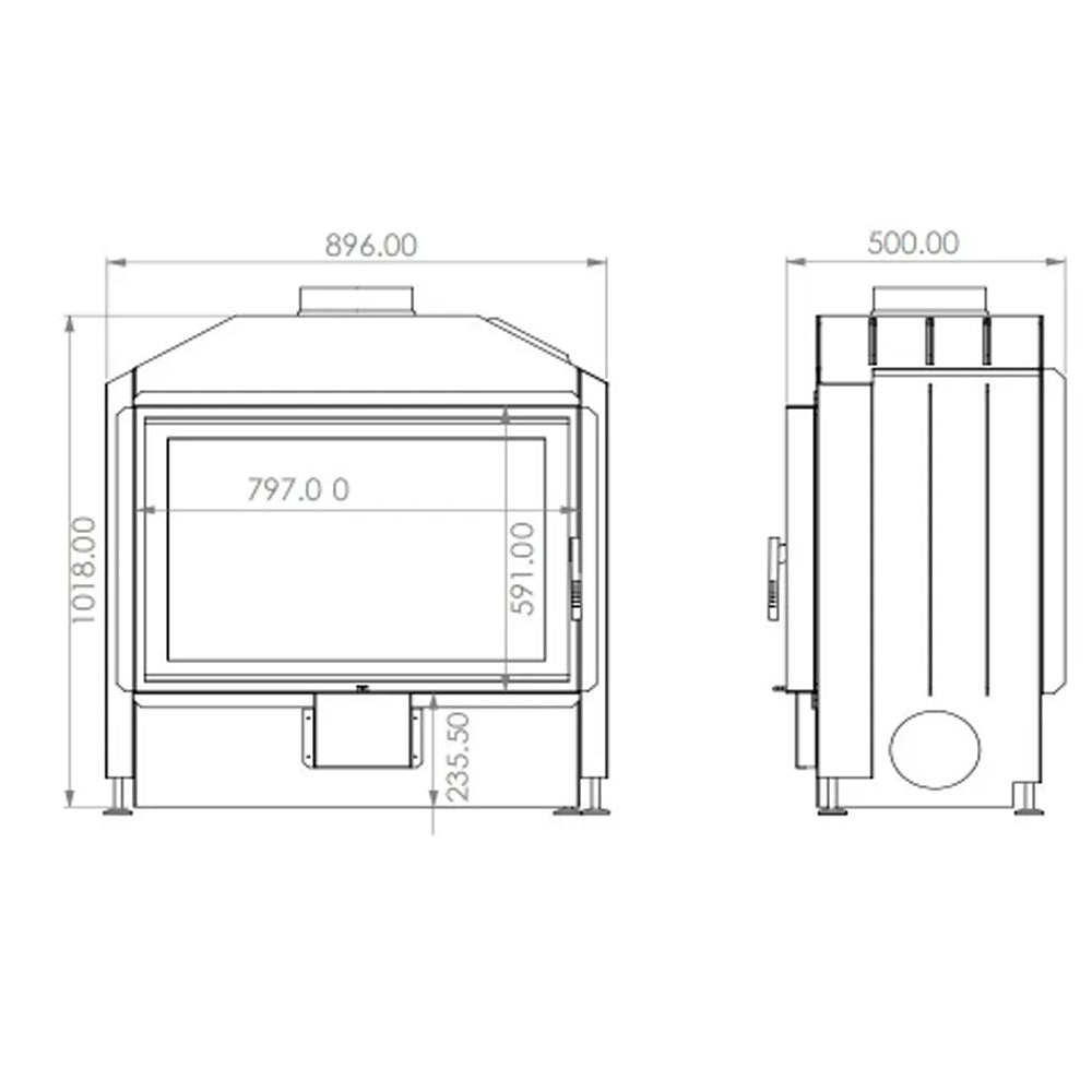 Focar A-caminetti FLAT 80 Open Side