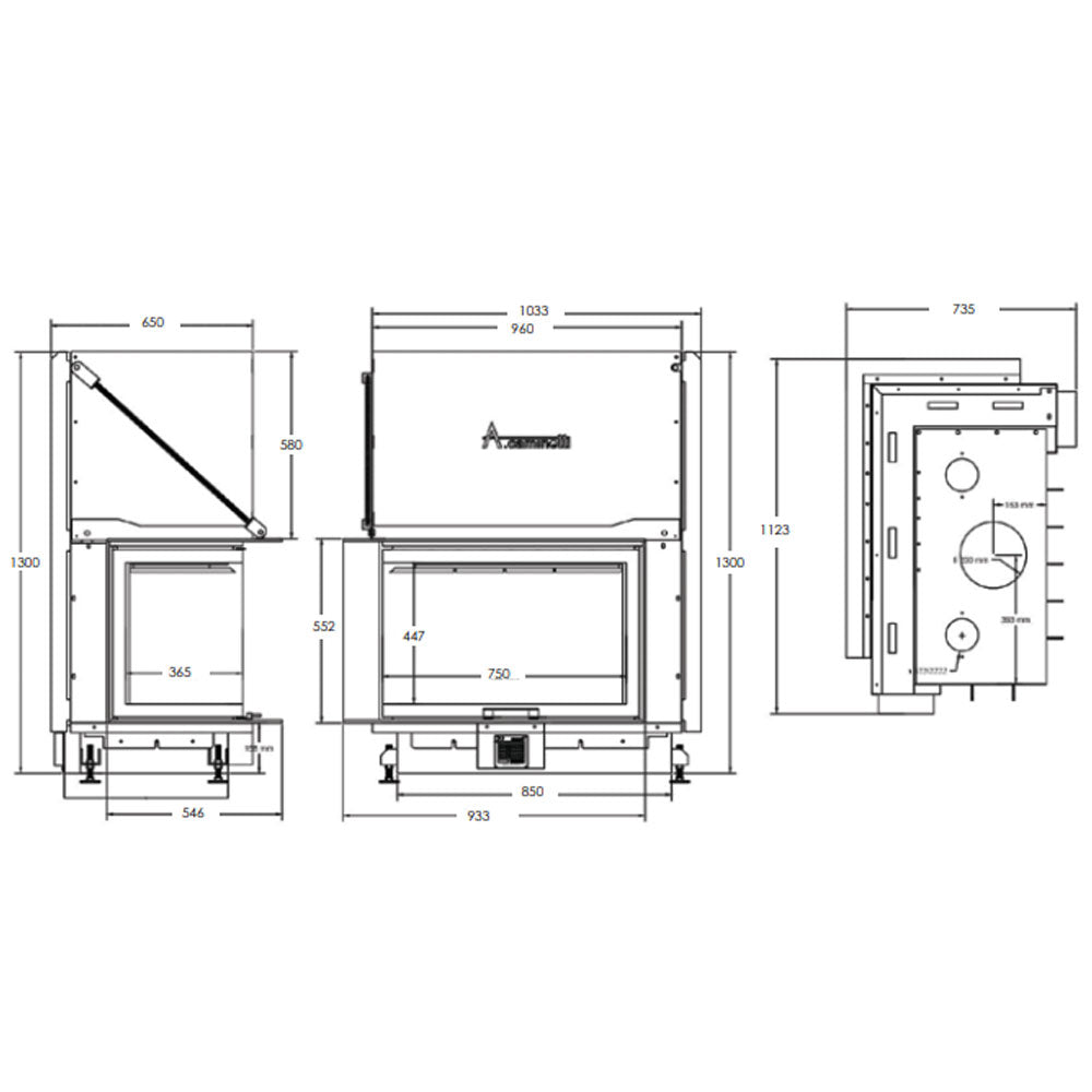 Focar semineu QUATTRO 90 L