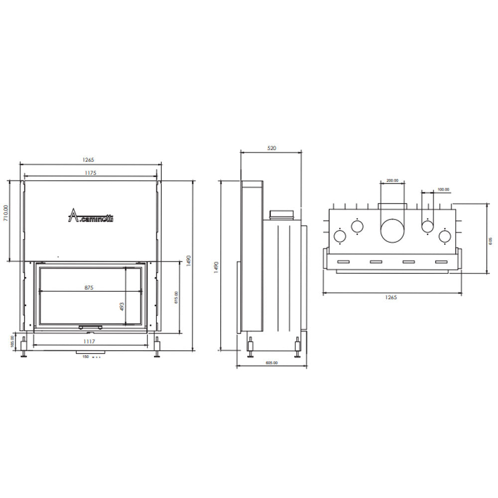 Focar semineu A-caminetti FLAT 90X50