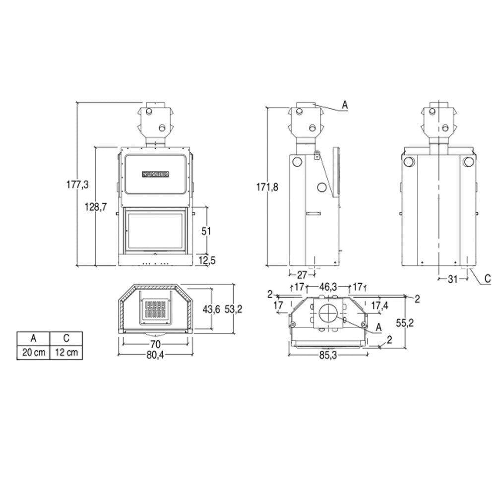 Focar semineu MA 260 SL PLUS by Piazzetta