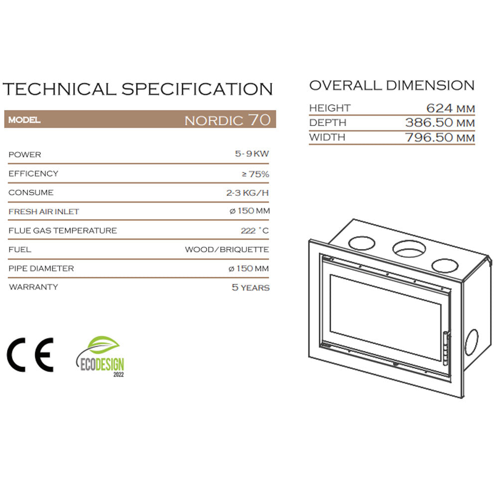 Focar semineu C-aminetti Nordic 70