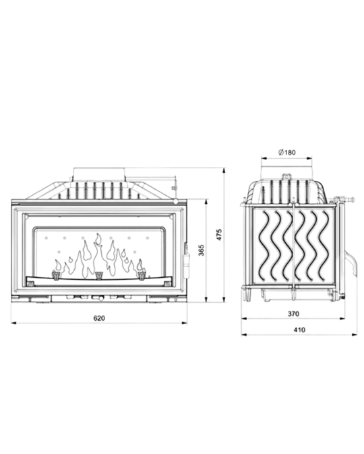 Focar șemineu fontăKawmet W15 – 9,4kW