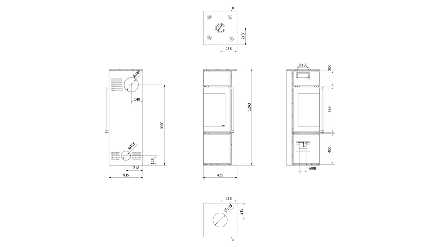Soba Tora S 8-11kW - Panou alb de sticla