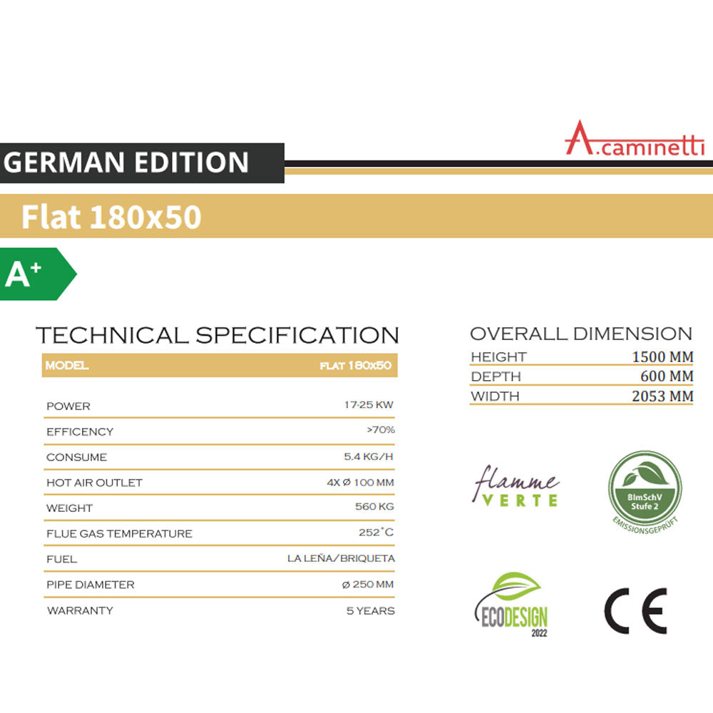 Focar semineu A-caminetti FLAT 180 X 50