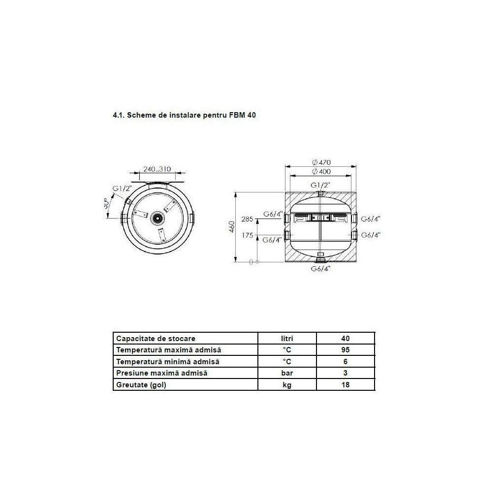 Puffer Ferroli FBM-PC0100 100 Litri pentru Pompă de Căldură