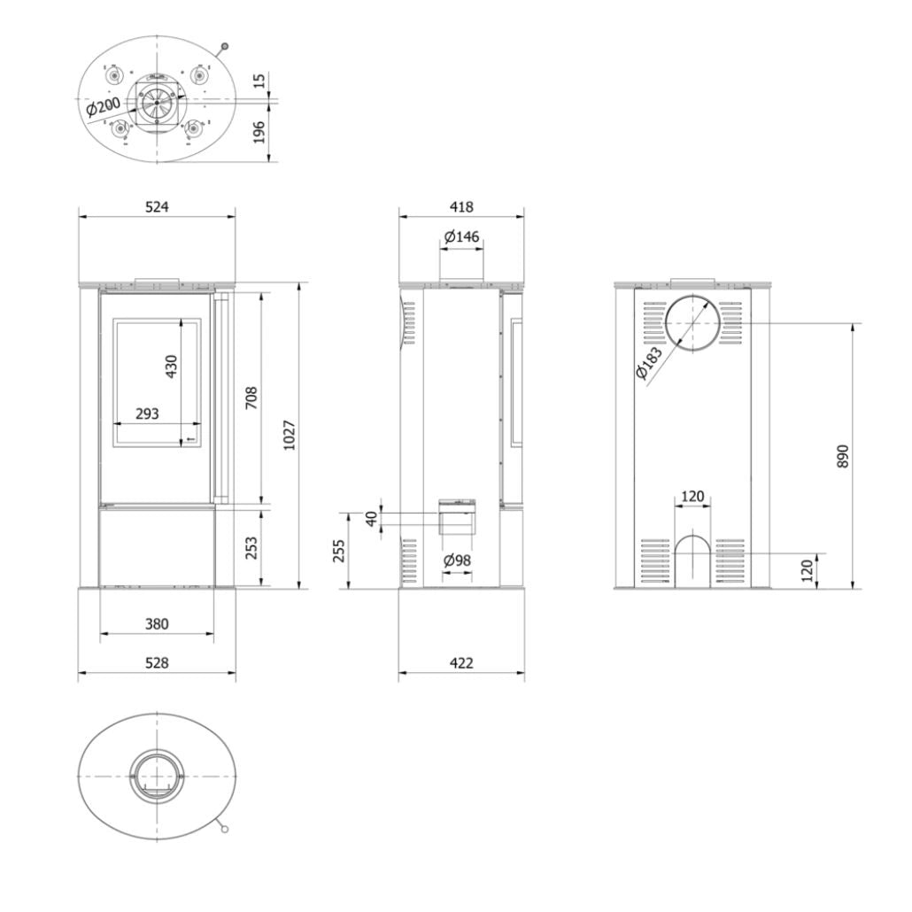Soba Erik 5.5kW White Satin
