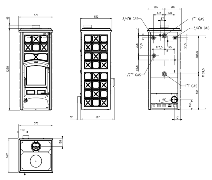 La Nordica Loriet S DSA Sobă tip centrala , albă