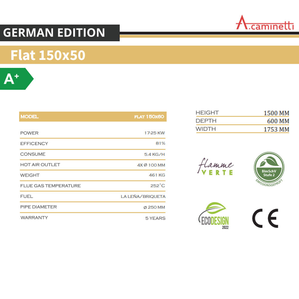 Focar semineu A-caminetti FLAT 150 X 50