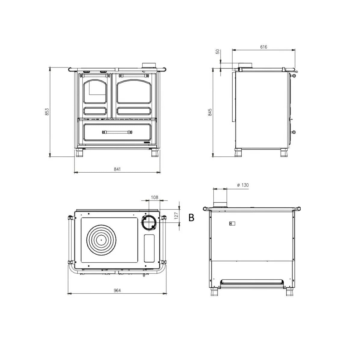 SOBĂ DE GĂTIT PE LEMNE NORDICA FAMILY 4.5 NEGRU ANTRACIT