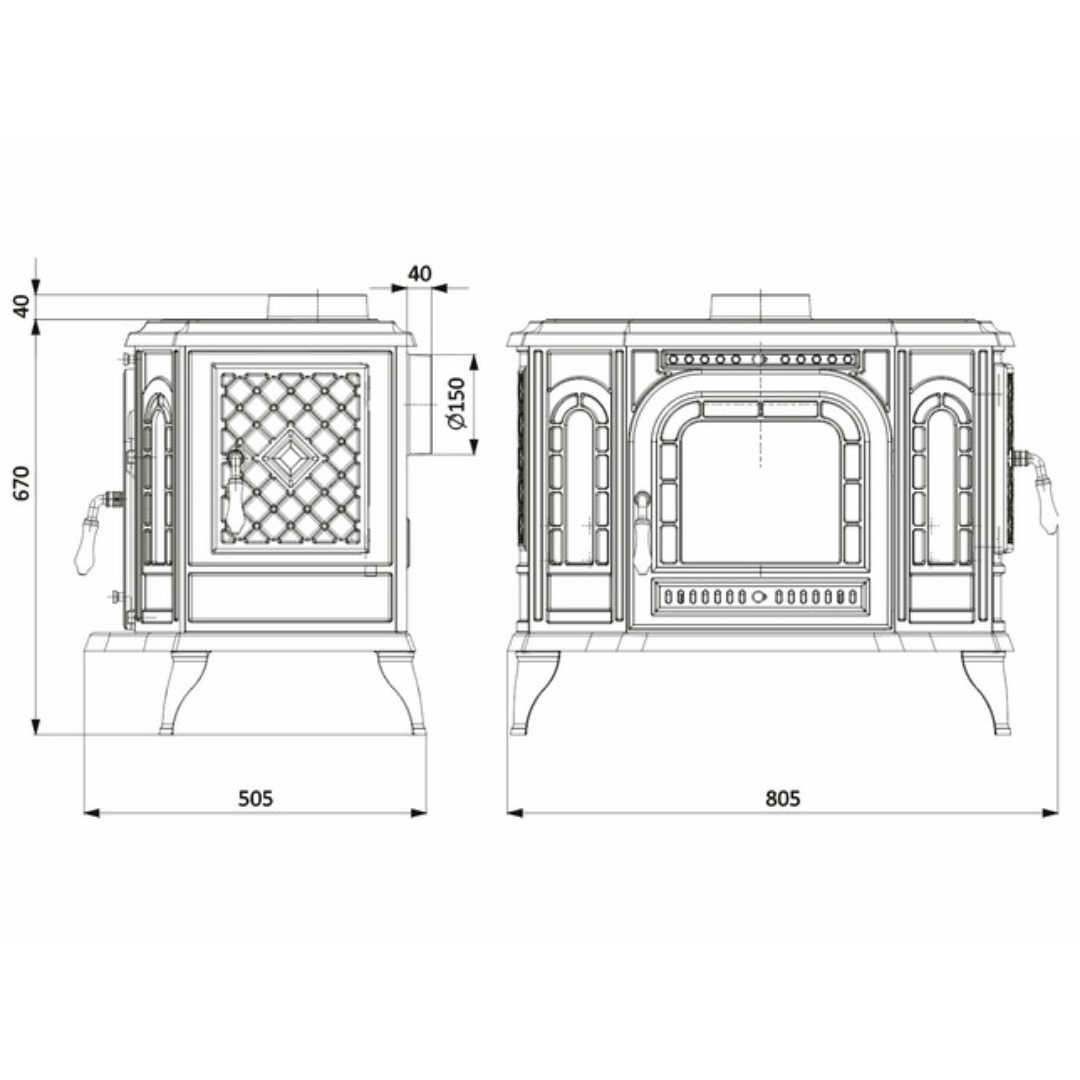Sobă Kawmet P7 ECO Sticlă laterală dreapta – 10,5 kW