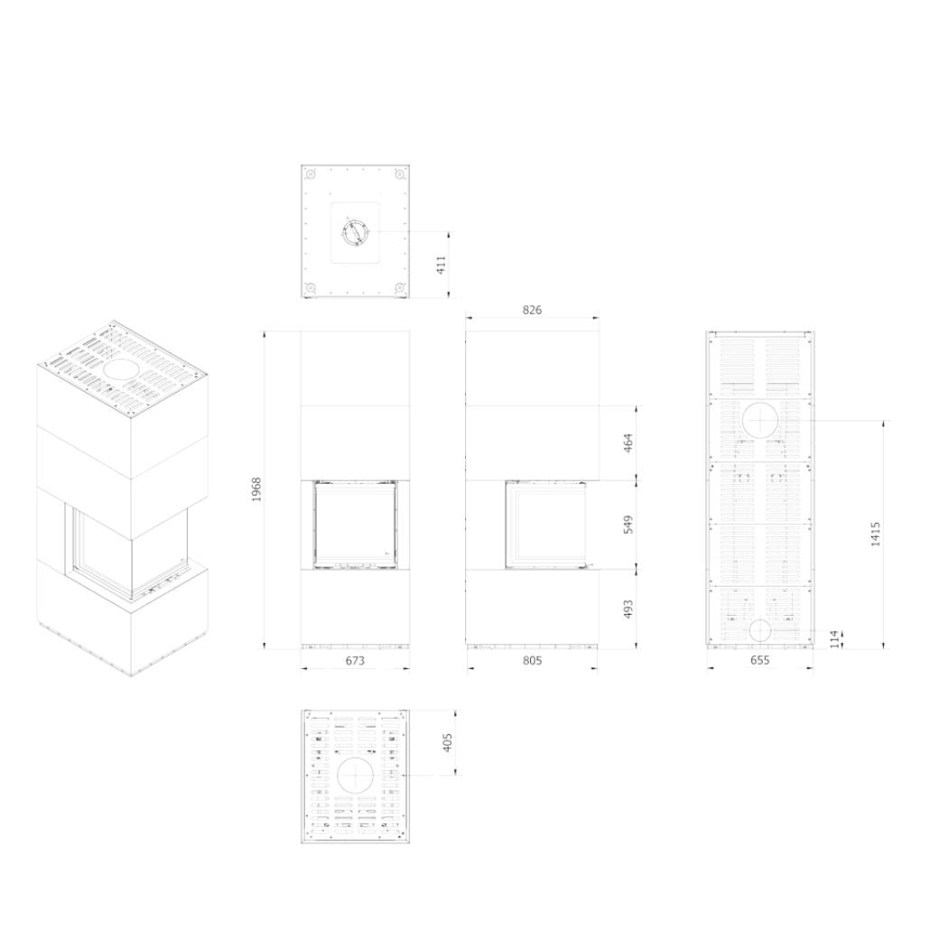 Focar modular NBC 8kW L Fokos Grafite - samota neagra