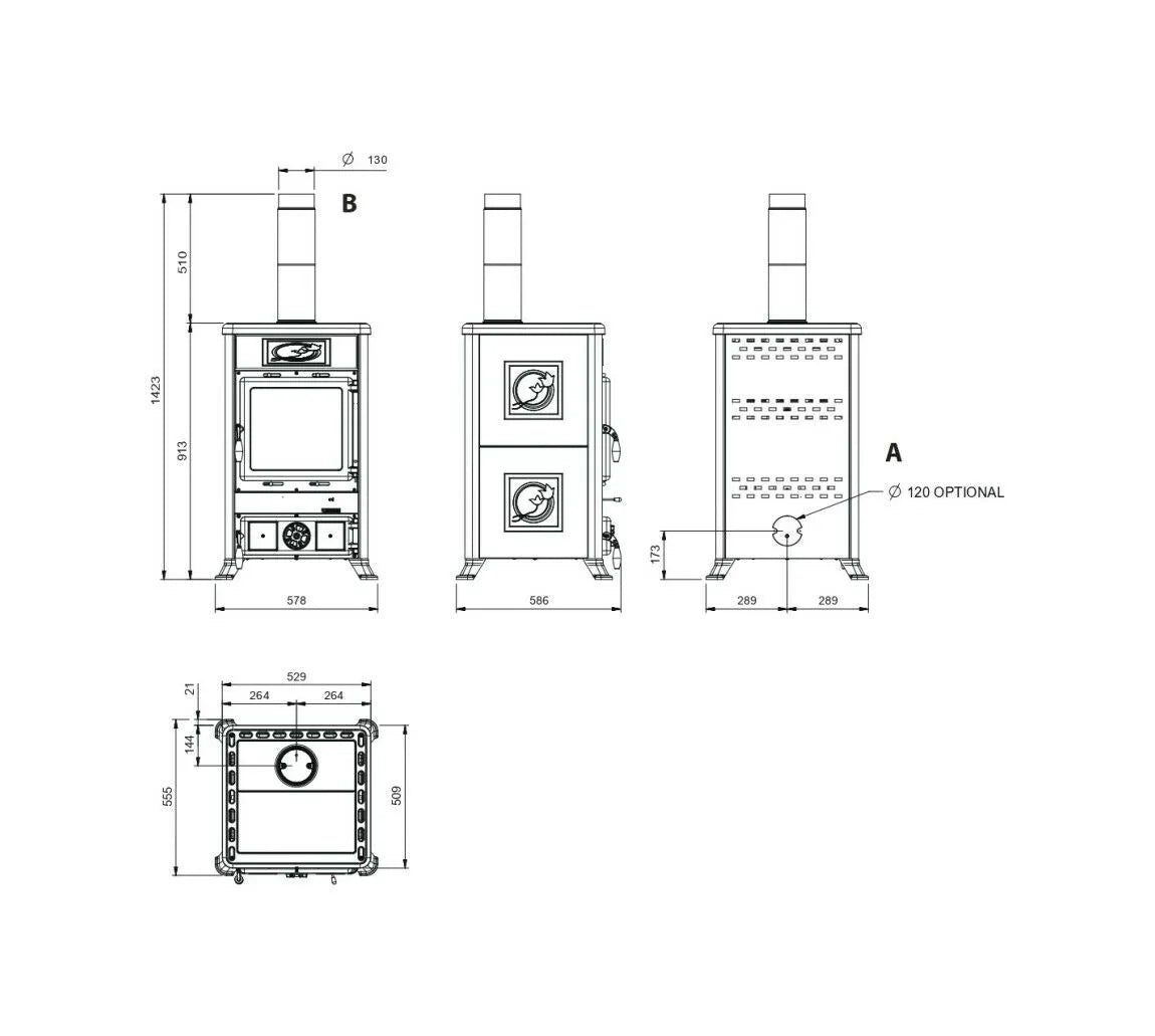 Nordica Rossella R1 5.0 Ceramica Soba pe lemne 9 kw - 257 m³ - alb