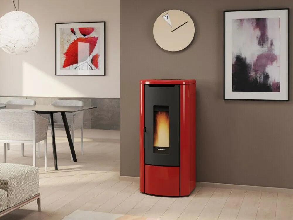 SOBA termosemineu pe peleti tip centrala 14 2 kw rosanna idro la nordica extraflame culoarea fildes copy
