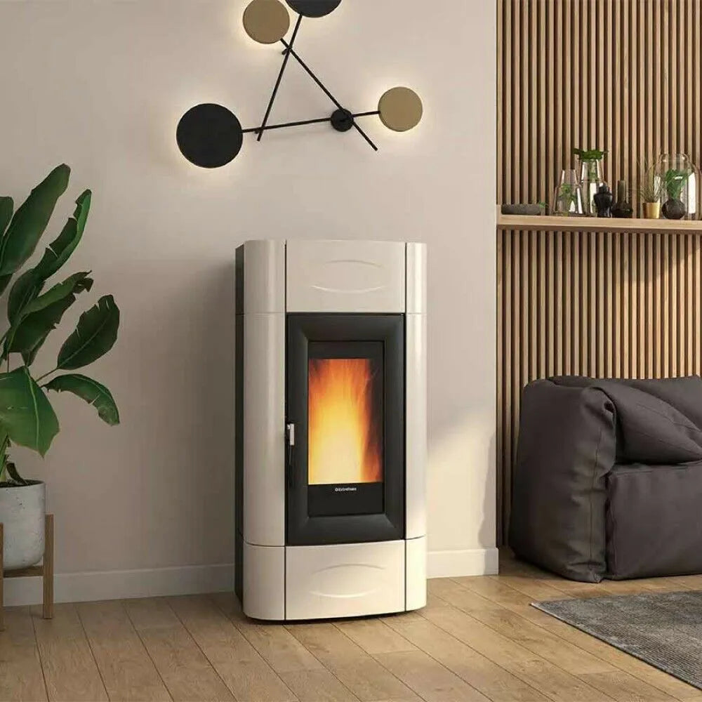 Extraflame nordica Isidora Idro H23 5.0 Evolution Sobă centrala pe peleți ventilată de 27,6 kW - 792 m³ încălzibil - alba