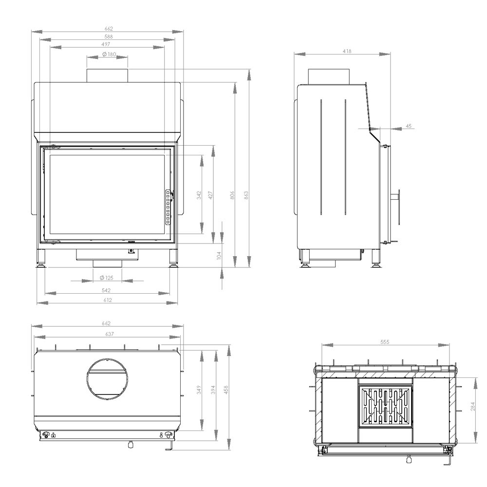 Focar semineu Hitze STMA 54X39.S standard