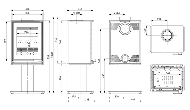Soba pe lemne KAWMET HARITA S15i CU PICIOR 6.5 kW
