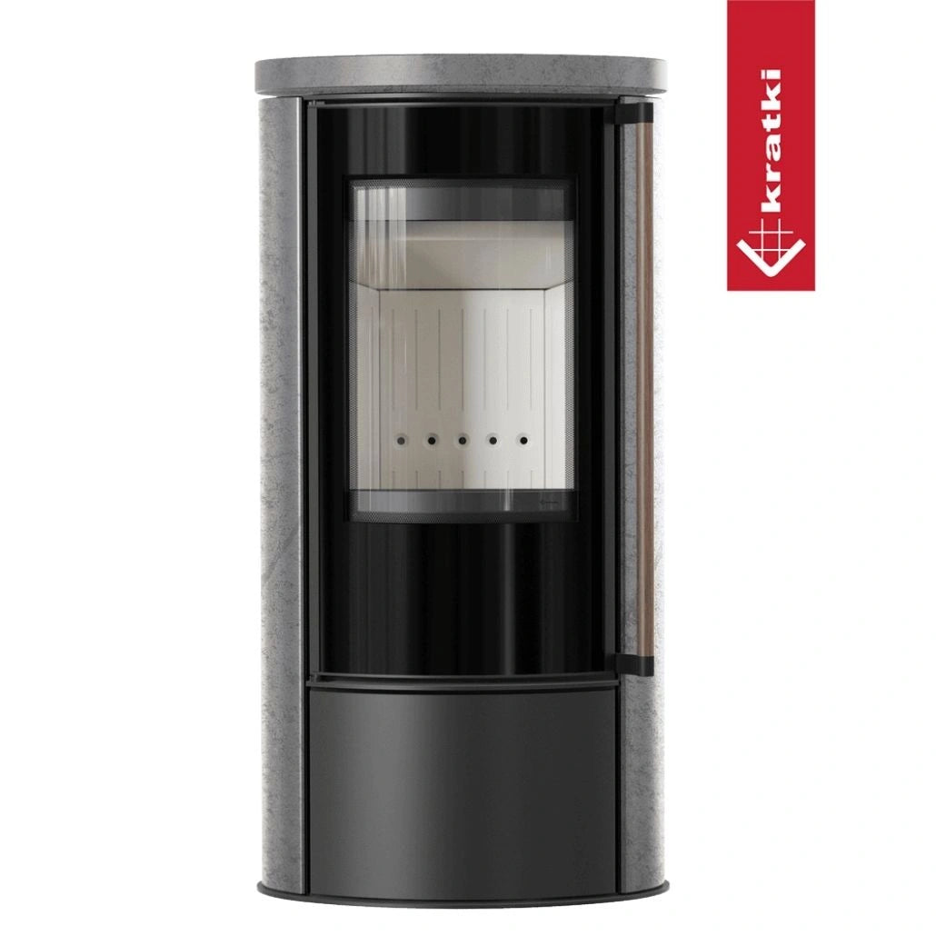 Soba Erik 5.5kW ceramica Grey Satin - maner lemn