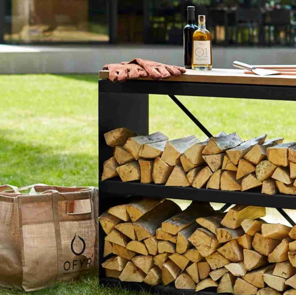 Stocator lemne OFYR negru cu blat de lucru