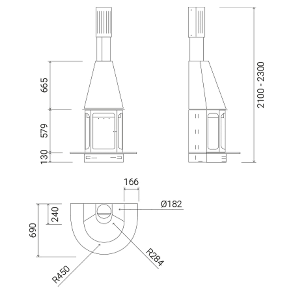 Semineu suspendat Arlet Frontal