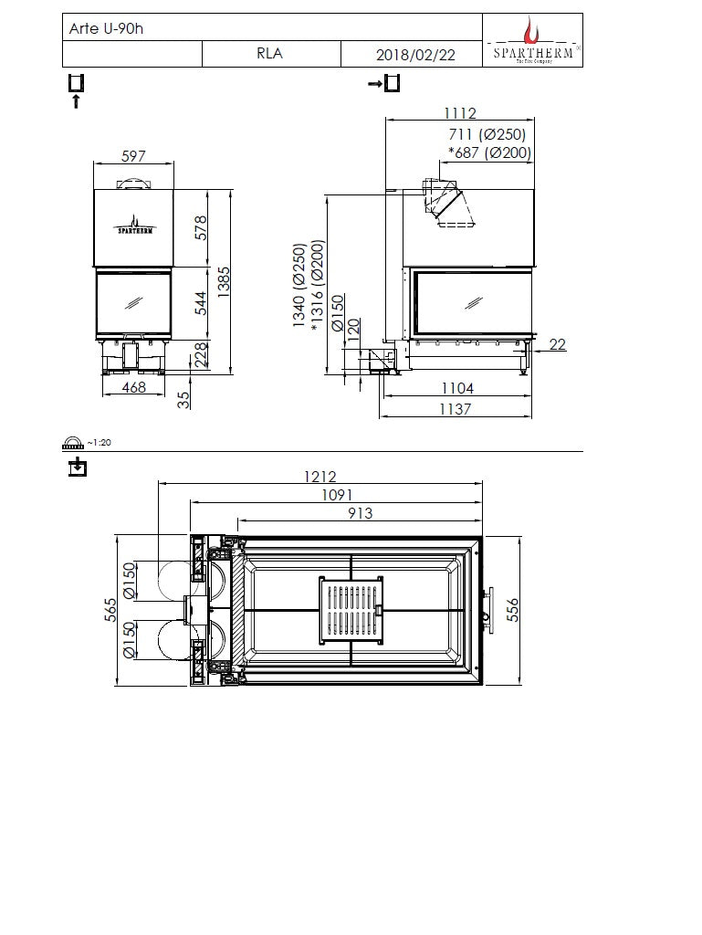 Spartherm Focar semineu Arte U-90h