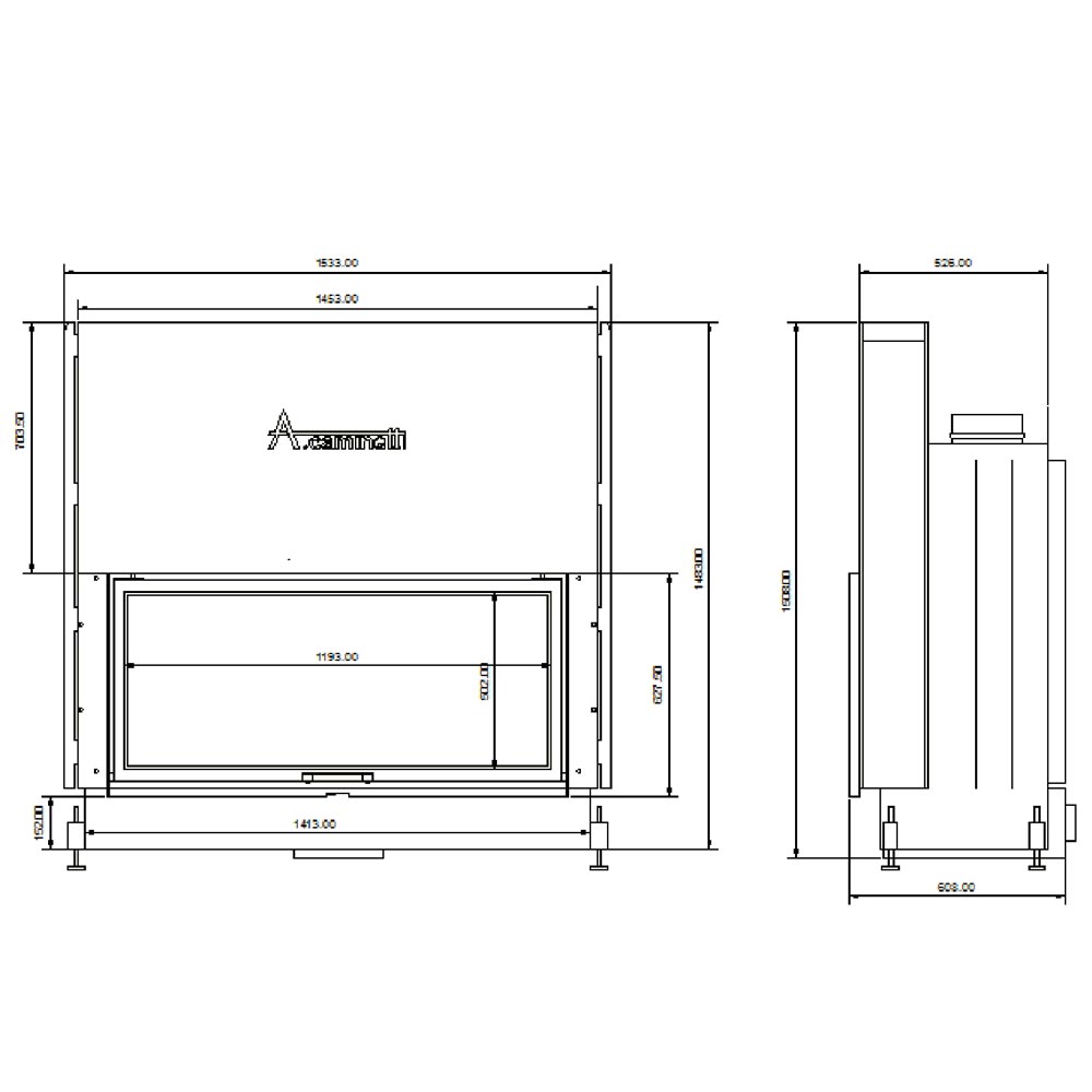Focar semineu A-caminetti FLAT 120 X 50