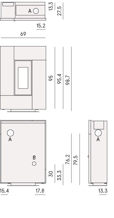 Soba peleti Grace Sticla neagra