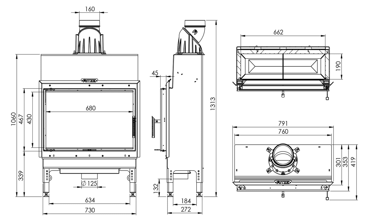 Focar Șemineu 9,3 kW Hitze HST68X43.S