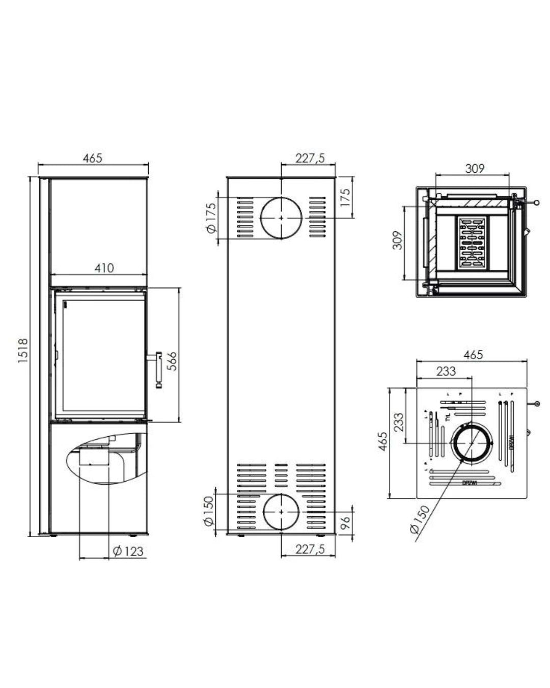 Sobă pe lemne 6.5 kW Siga