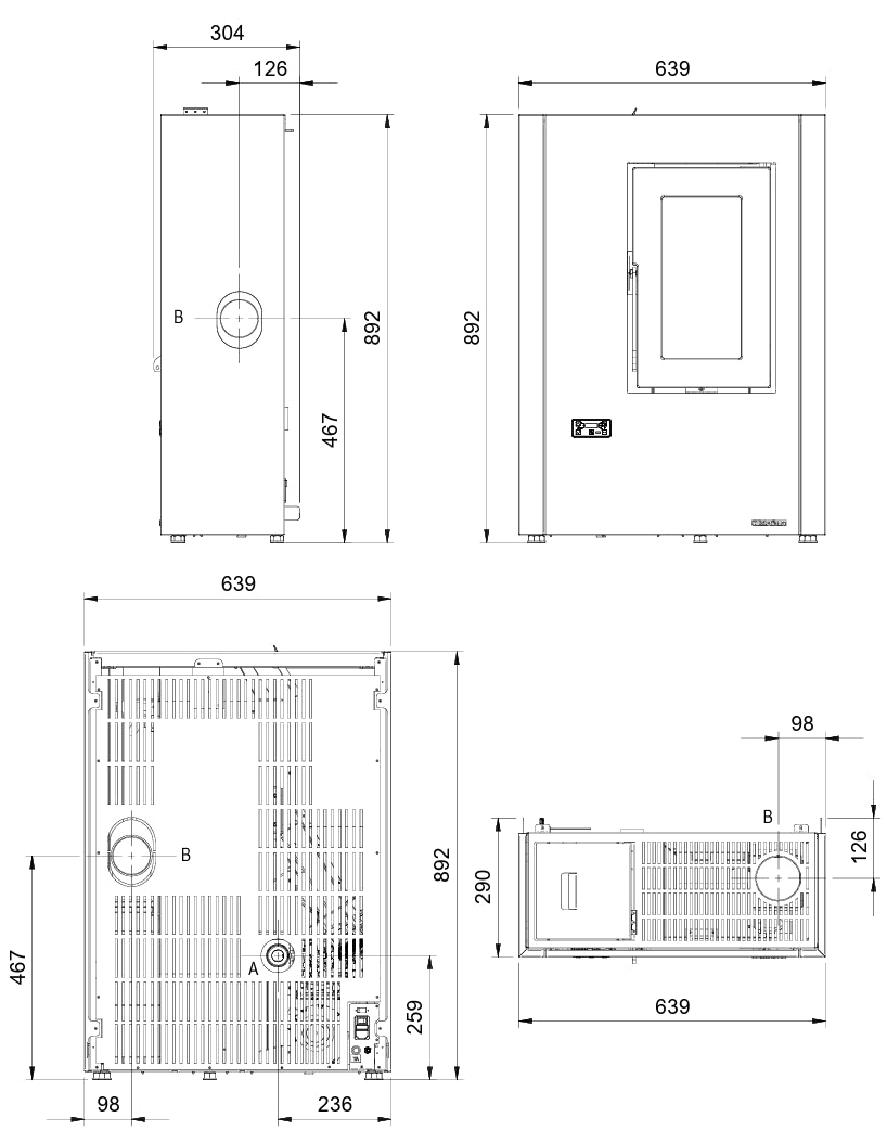 Soba pe peleti Extraflame LUISELLA 5.0 MAXI 2,5-7 kW
