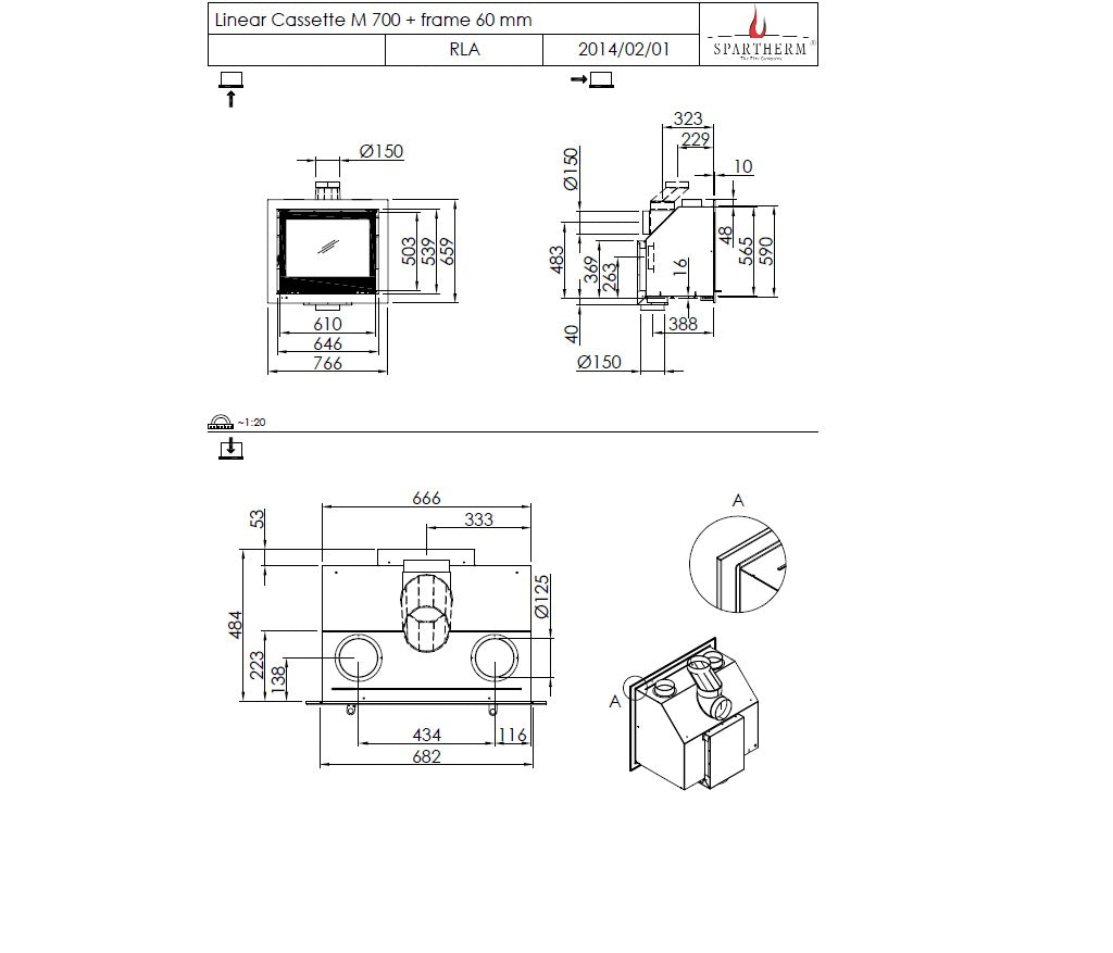 Spartherm Focar semineu Linear M 700