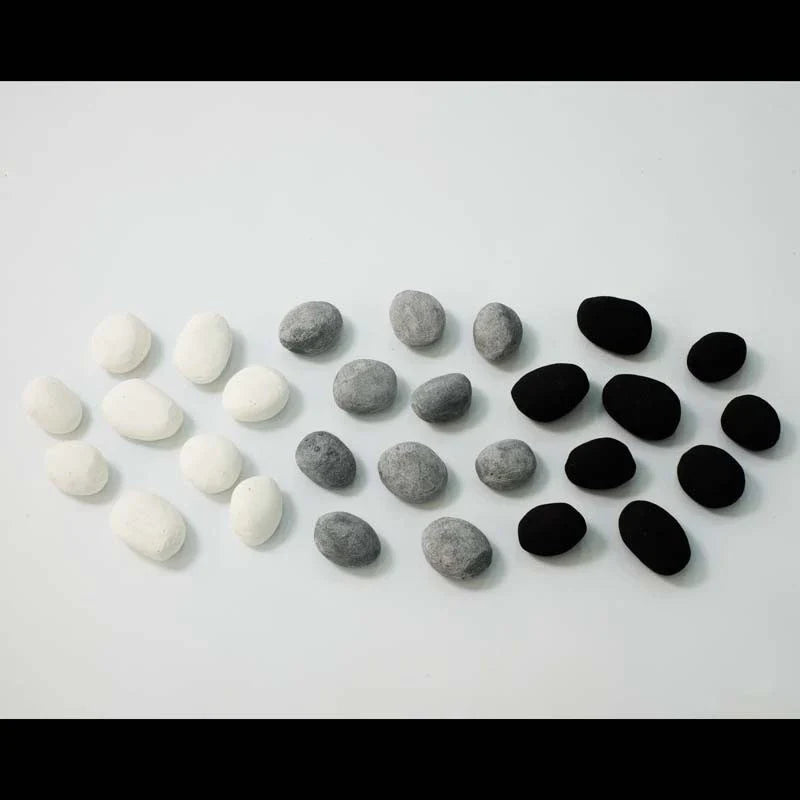 Pebble Ceramice Albe Decorative pentru Șeminee Bioetanol - Set de 24 Bucăți