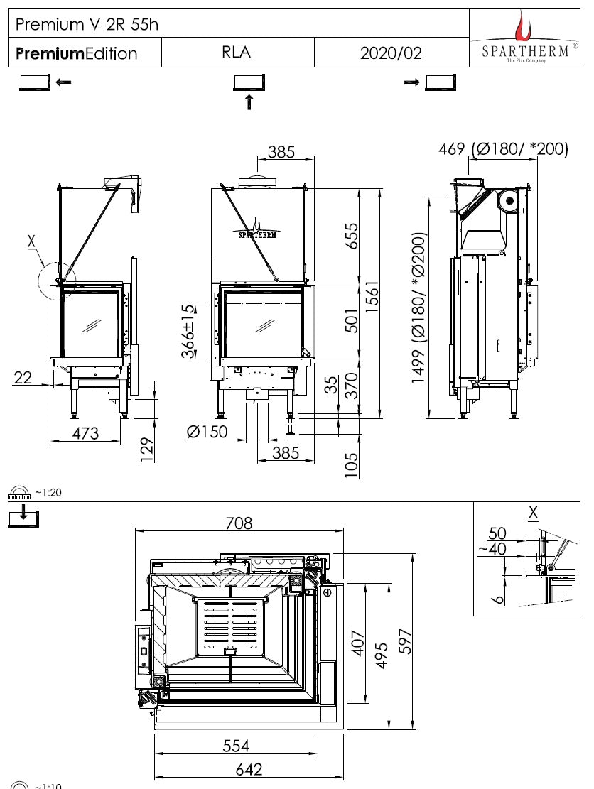 Spartherm Focar semineu Premium V 2R-55h