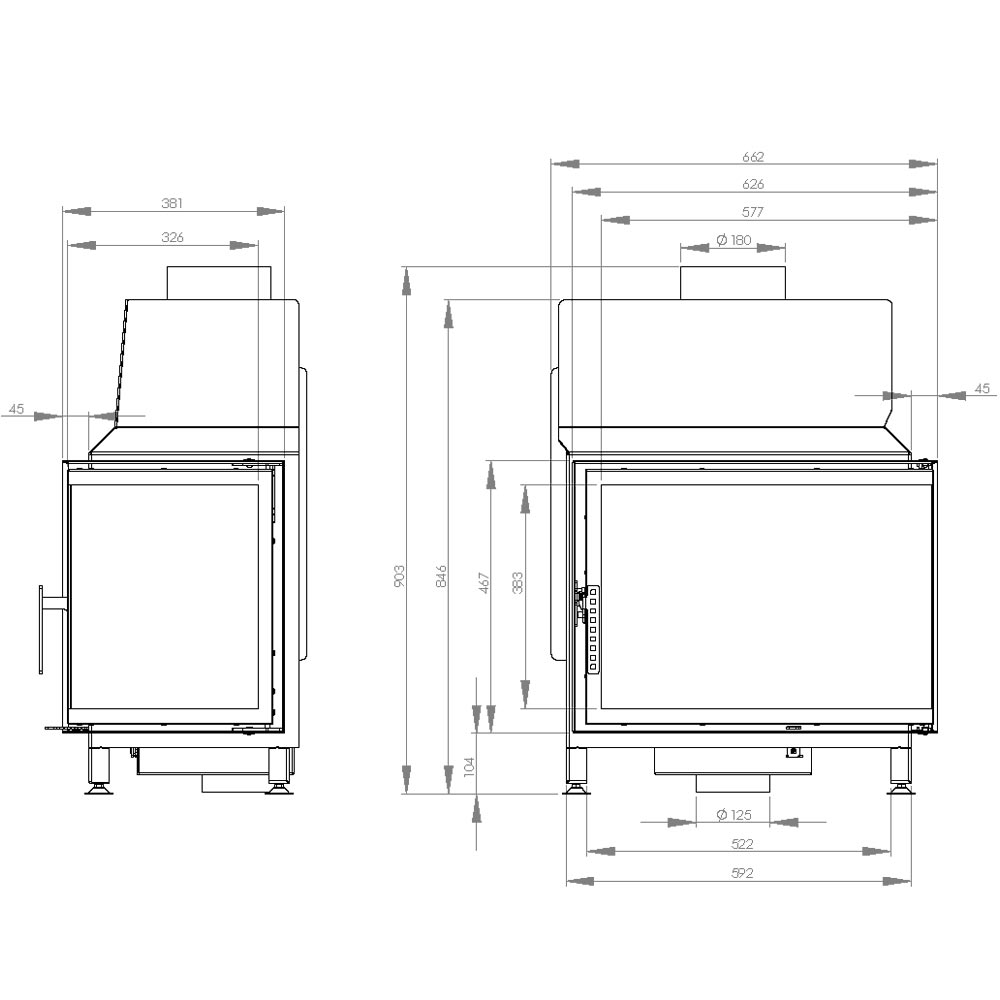 Focar semineu STMA 59X43 L