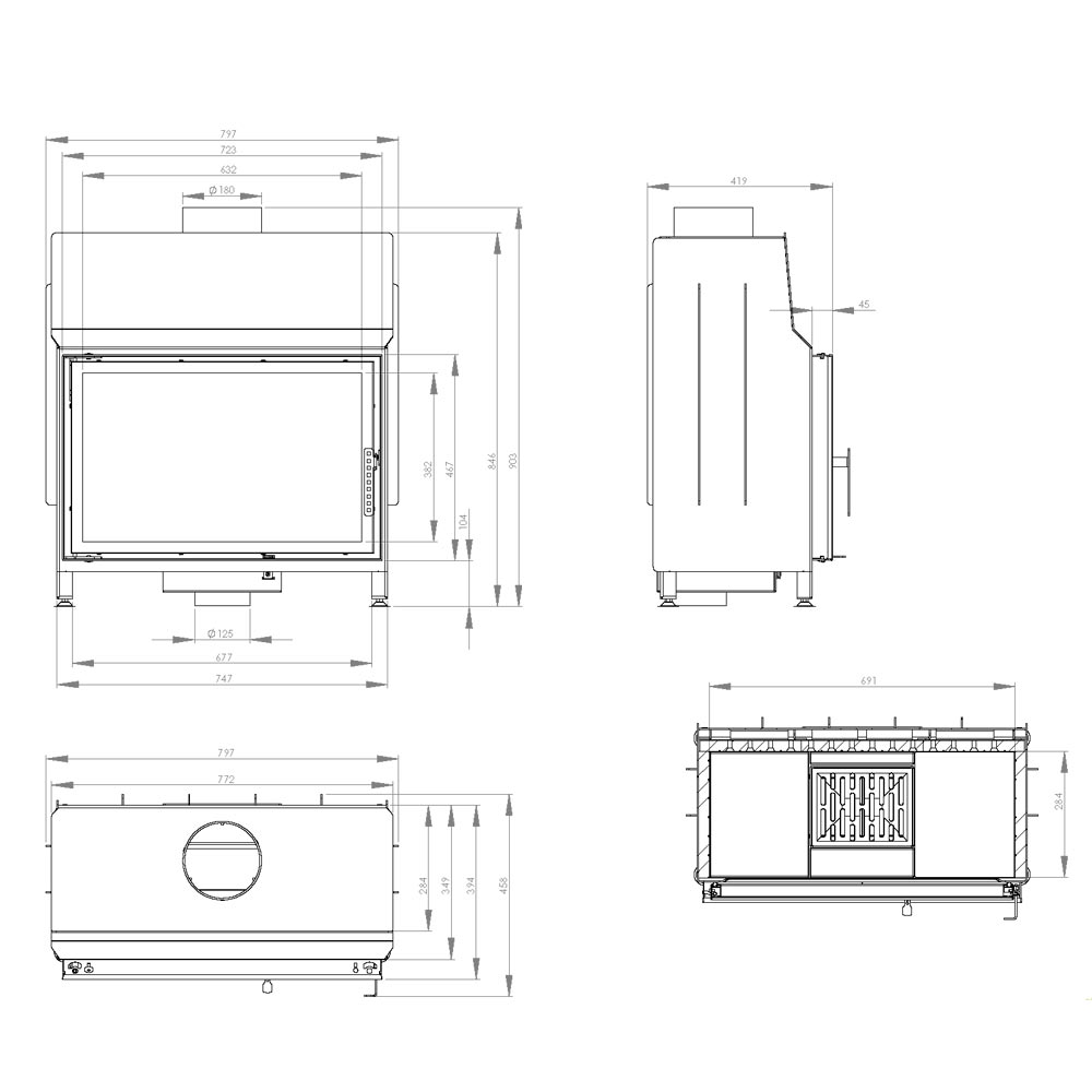 Focar semineu STMA 68X43.S