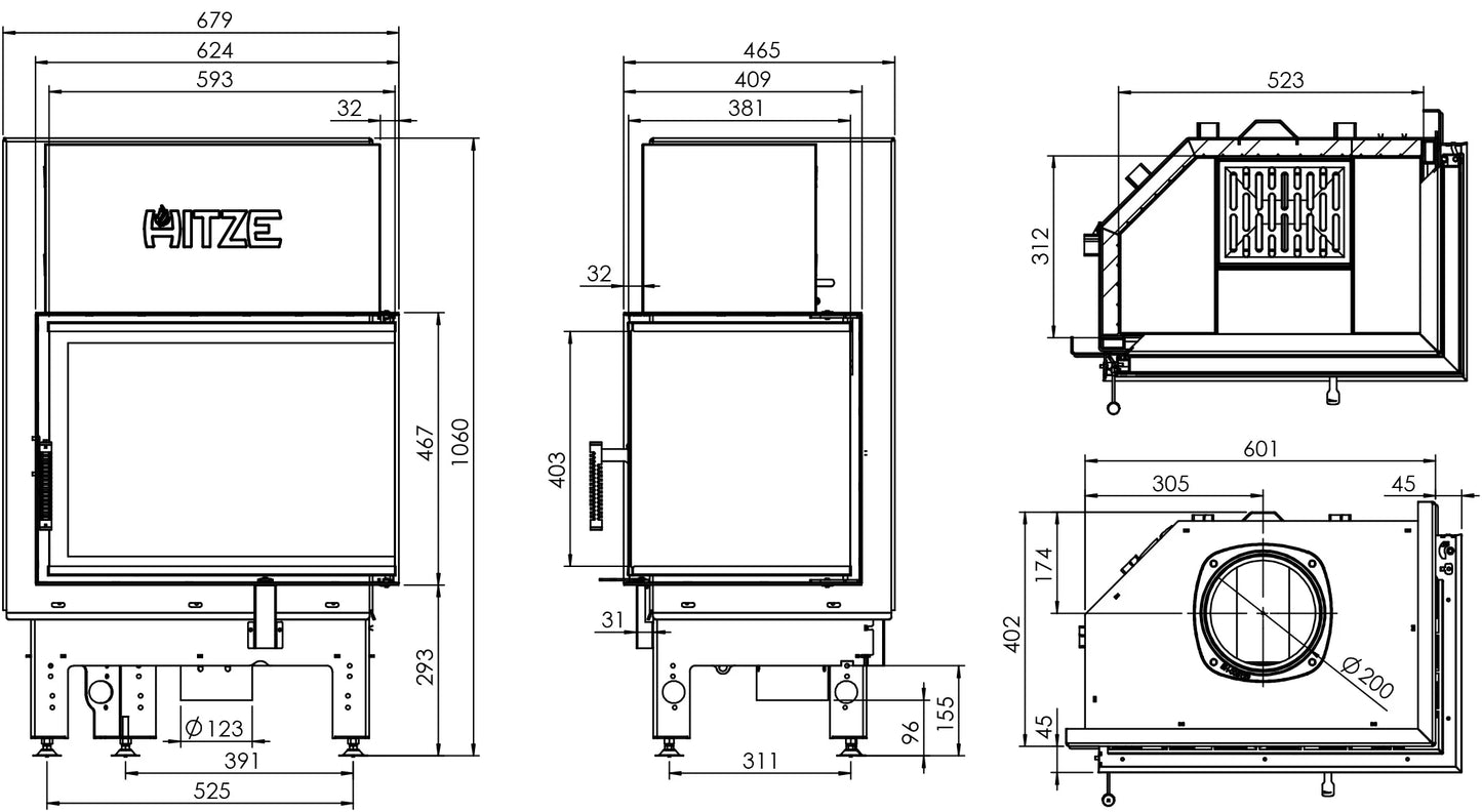 Focar semineu Hitze ALBERO 11 kW AL11R.H-D