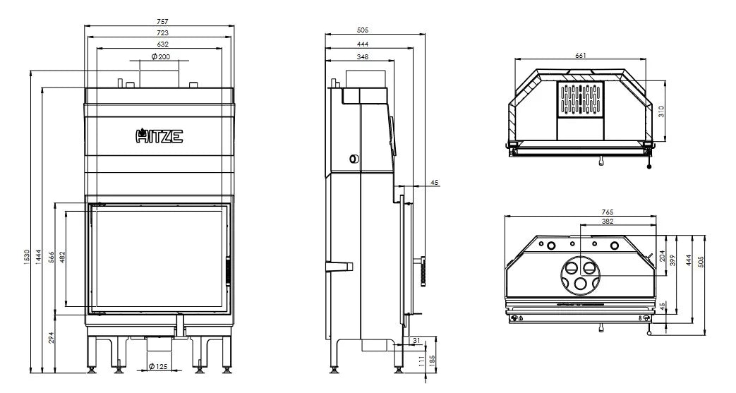 Termoșemineu Hitze Albero Aquasystem ALAQS68x53.S-D 19 kW