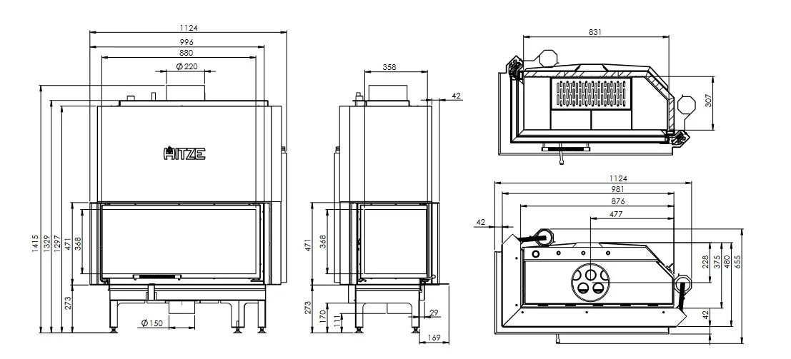 Termoșemineu Hitze Albero Aquasystem ALAQS90x41.LG-D 21 kW
