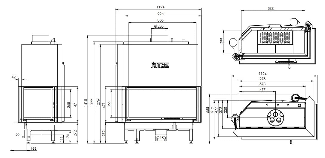Termoșemineu Hitze Albero Aquasystem ALAQS90x41.RG-D 21 kW
