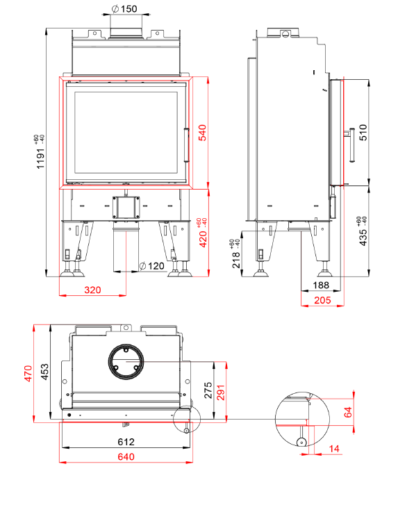 Șemineu BeF Therm 6, 6 kW