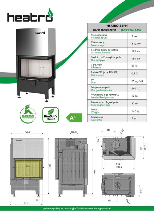 Focar semineu Heatro 55Ph
