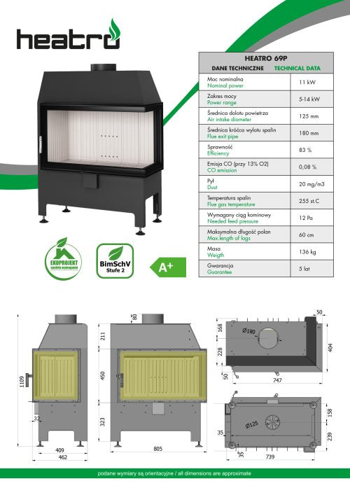 Focar semineu Heatro 69P